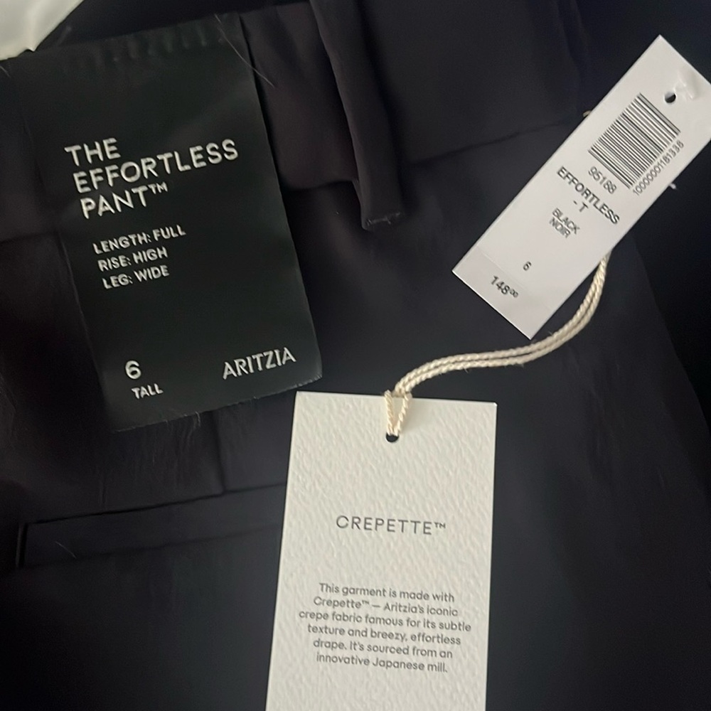 Aritzia the effortless pant, 6 Tall, black crepette. NWT!!!!! Beautiful - Picture 1 of 7